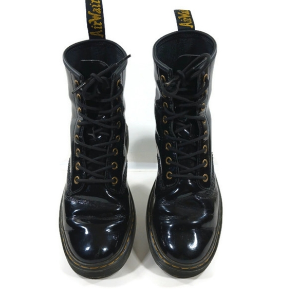 Dr. Martens Zavala Combat Boots Patent Leather Lace Up Size 9L/8M UK7/EU41 - Picture 3 of 11